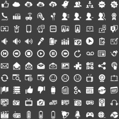 Communication Entertain Social Media -White Icons