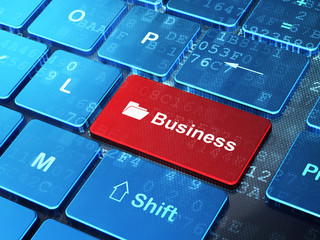 Business concept: Folder and Business on computer keyboard backg