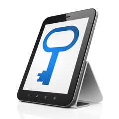 Safety concept: Key on tablet pc computer