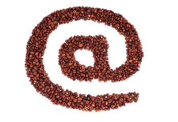 e-mail symbol is laid from coffee beans