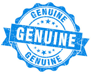 Fototapeta premium Genuine blue grunge stamp on white background