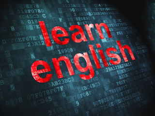 Education concept: Learn English on digital background