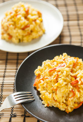 risotto with red pepper, healthy vegan food