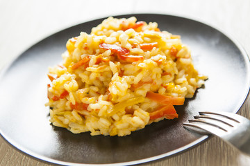 risotto with red pepper, healthy vegan food