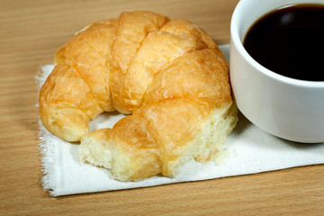 morning breakfast - coffee and croissant