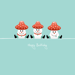 3 Sitting Fly Agarics 