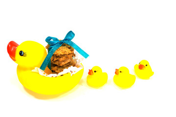 cookie and rubber duck