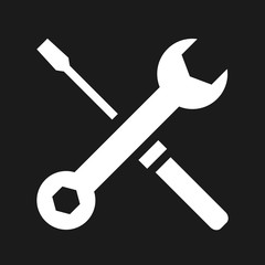 Vector Wrench and Screwdriver Icon White