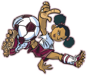 African Break Dancing Soccer Girl Vector Clip Art