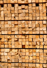 stack of lumber in timber logs storage