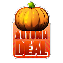 autumn deal label with fall pumpkin