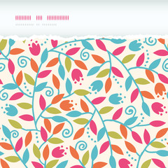 Vector Colorful Branches Horizontal Torn Frame Seamless Pattern