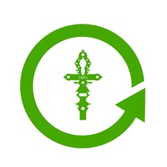 Croix dans un symbole recyclage