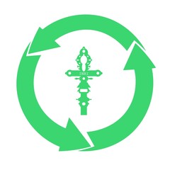Croix dans un symbole recyclage