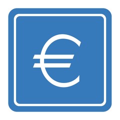 Euro dans un panneau carré bleu