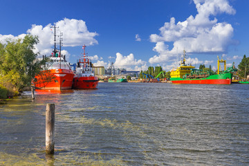 Shipyard on the Motlawa river in Gdansk, Poland