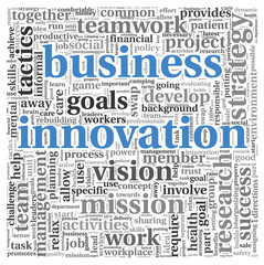 Business innovation concept in word tag cloud