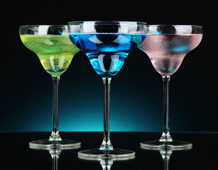 Cocktails on dark color background