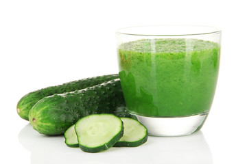 Green vegetable juice isolated on white