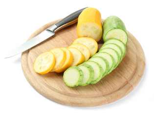 Sliced and whole raw zucchini
