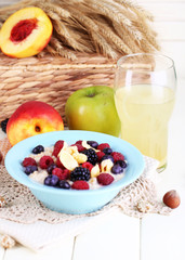Oatmeal in plate with berries