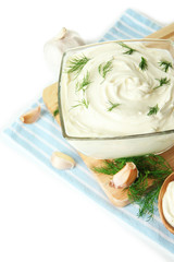 Sour cream in bowl close-up