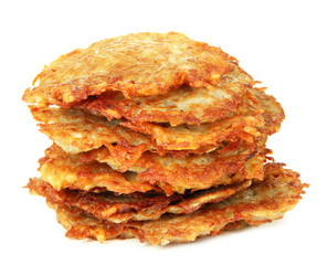 Potato pancakes, isolated on white