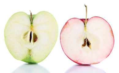 Sweet cut apples isolated on white