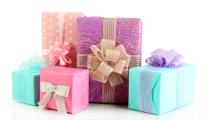 Beautiful bright gifts, isolated on white