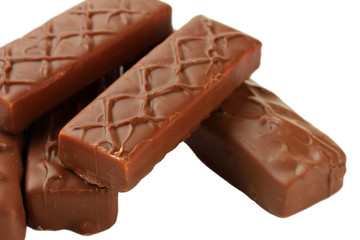 Delicious chocolate bars close up