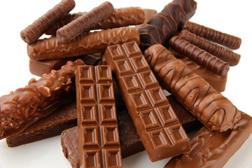 Delicious chocolate bars close up