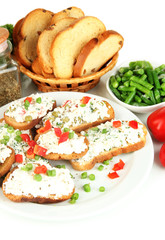 Sandwiches with cottage cheese and greens