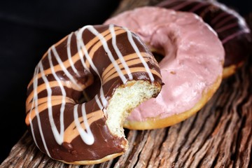 Chocolate and strawberry donuts