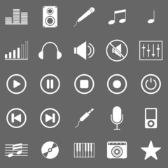 Music icons on gray background