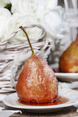 Pear in caramel, popular wedding dessert