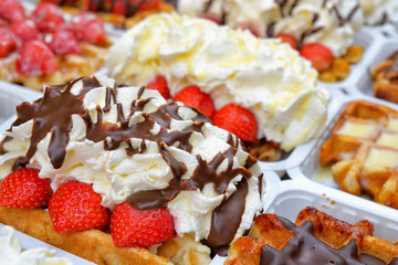 Fresh Brussels gaufres closeup image