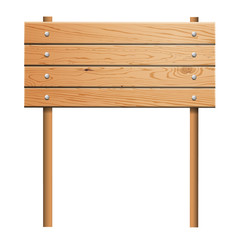 Wooden sign on white background. Vector illustration. Eps10.