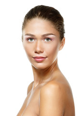 Fototapeta premium young fresh beautiful woman beauty portrait over white backgroun