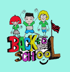 cartoon back to school kids education objects