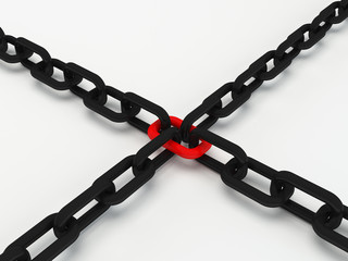 Black and red 3d chain Computer render