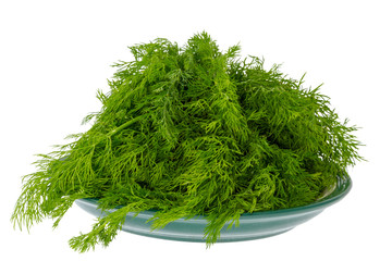seasoning green dill on a plate