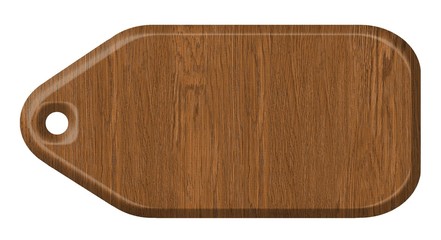 Wooden price tag isolated over white background