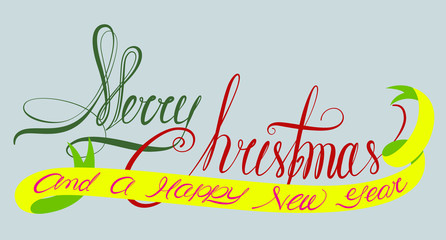 Merry christmas and a happy new year typography