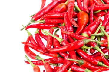 red Cayenne pepper on white