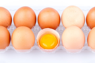 Eggs and yolk in a plastic transparent package