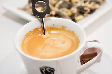 enjoying a delicious coffee cup in the morning