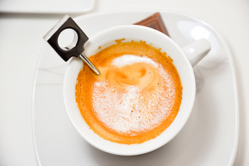 enjoying a delicious coffee cup in the morning