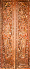 Traditional Thai Style Carving on the Door