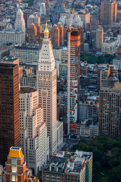 Aerial urban view of Midtown East, Manhattan, New York - Dusk