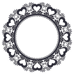 Round openwork lace border with hearts.